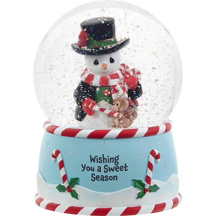 Precious Moments - Wholesale Snow Globe - Annual Snowman Musical Snow Globe with Candy Canes