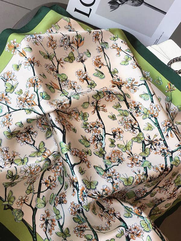 GRÜN Blumendruck Schal & Tuch - Grüne Farbe, Quadratische Form für den Großhandel auf Faire3