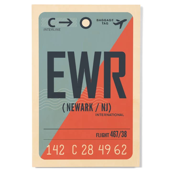 PREMIUM WOOD SIGN New Jersey, Baggage Tag for wholesale by Lantern Press