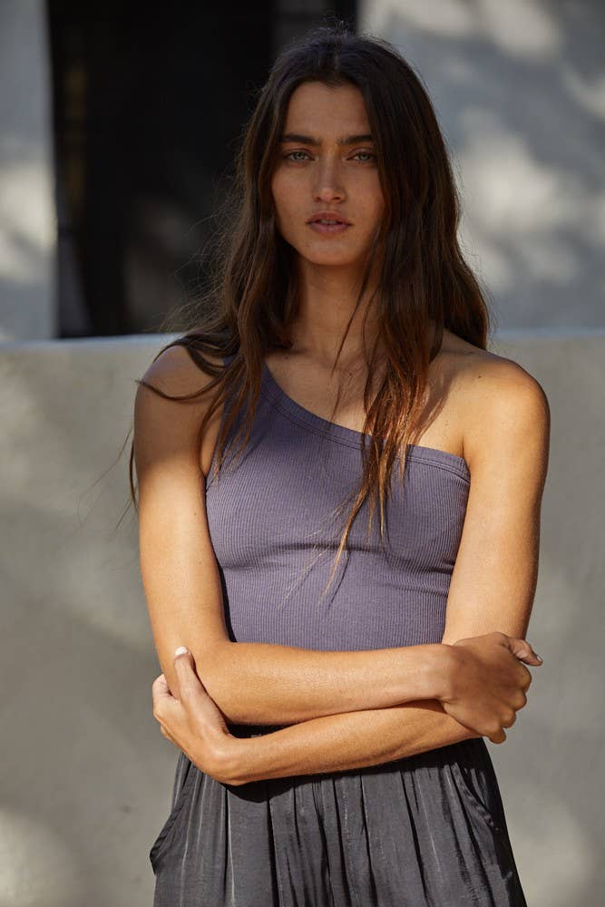 By Together - Wholesale Knit Top - Women's - S1093N | High Quality Seamless One Shoulder Ribbed Top5