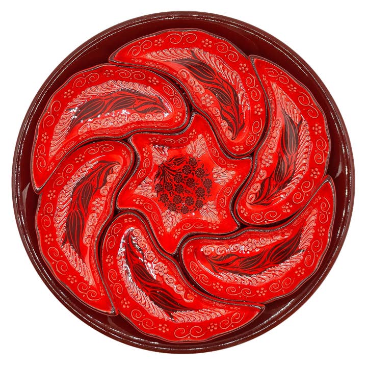 Antipastiera Étnica Redonda Cerámica Turca 7 Compartimentos #6 para venta al por mayor de Etnico del Mondo