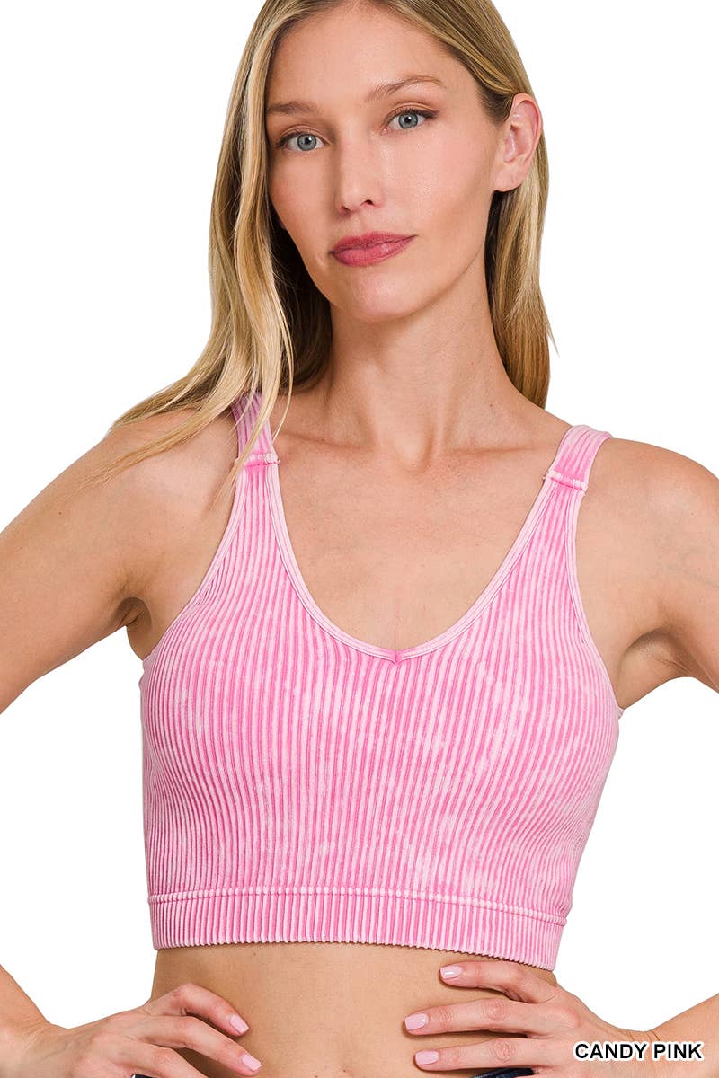 42POPS – wholesale Bralette - Dam – .Premium tvättad ribbad sömlös bralette med avtagbar bh22