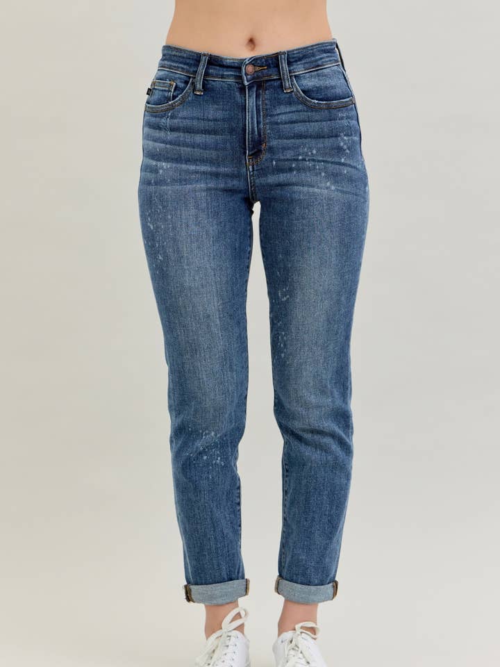 Hi-Rise Bleach Splash BF for wholesale by Judy Blue Jeans