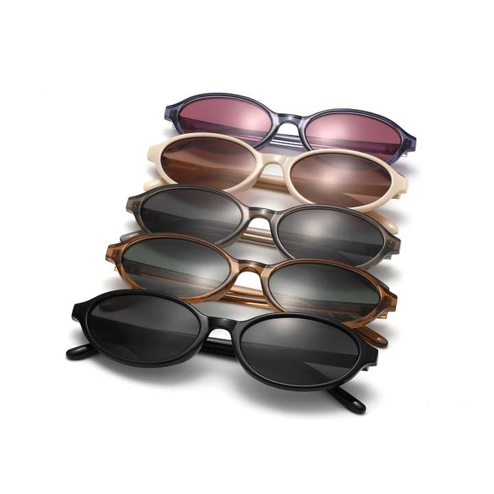 Retro Oval Slim Frame Unisex Fashion Sunglasses for wholesale by Cramilo Eyewear