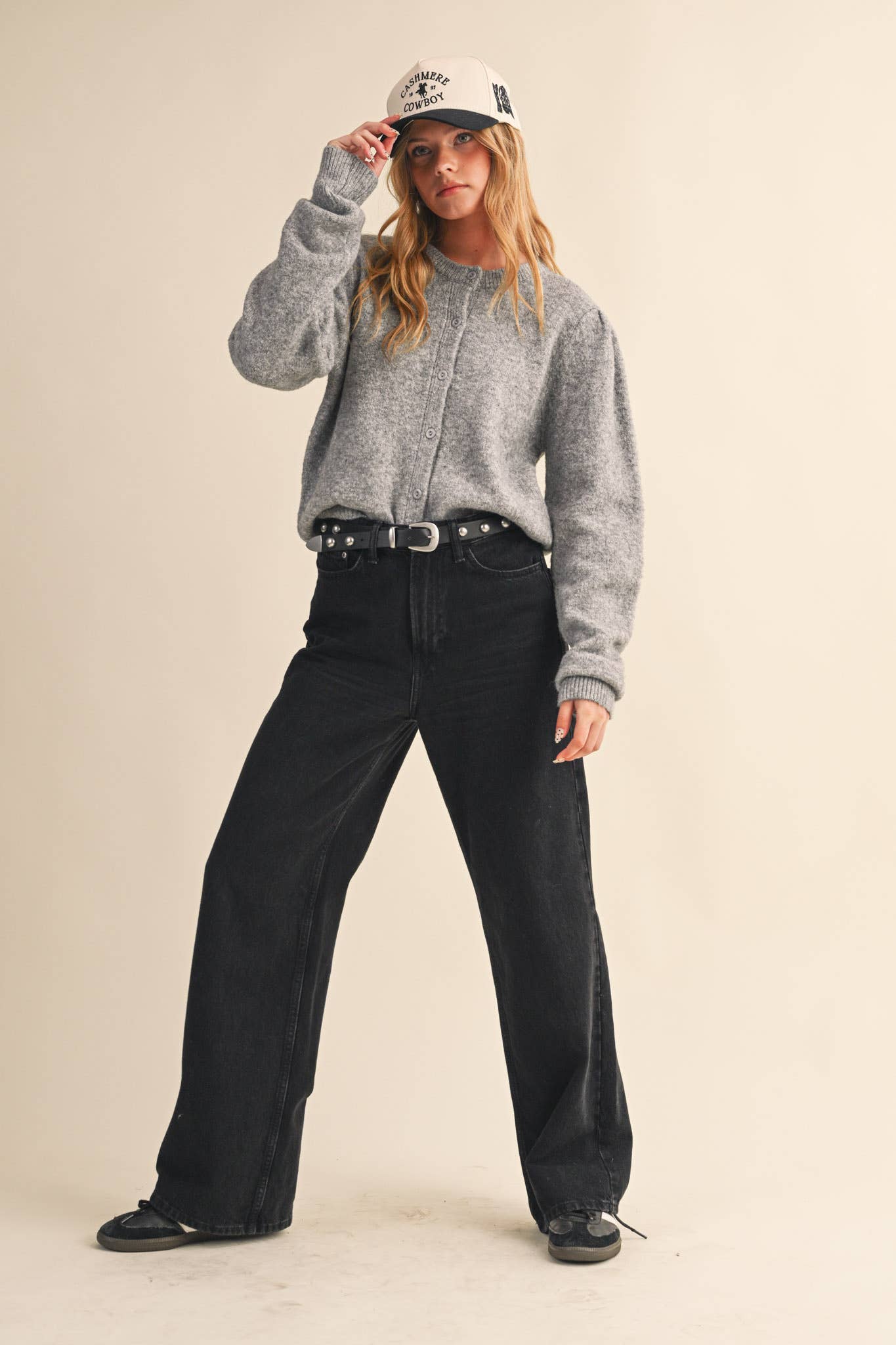 &MERCI - Wholesale Cardigan - Women's - LONG PUFF SLEEVE SWEATER CARDIGAN MSW1101895