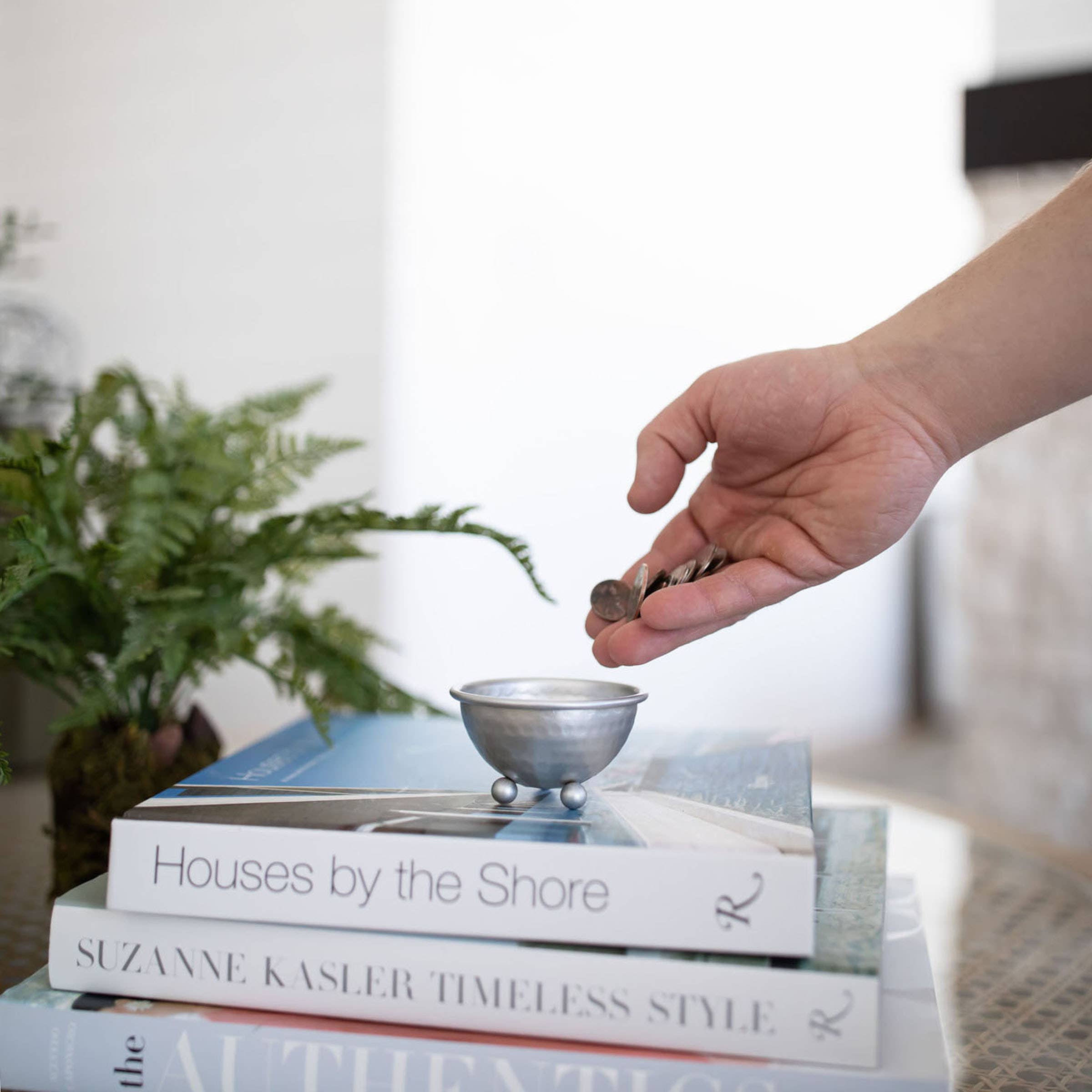 Foreside Home & Garden - Wholesale Decorative Plate/Dish/Bowl - SALE - Hammered Bowl Silver Metal Jewelry Trinket Dish