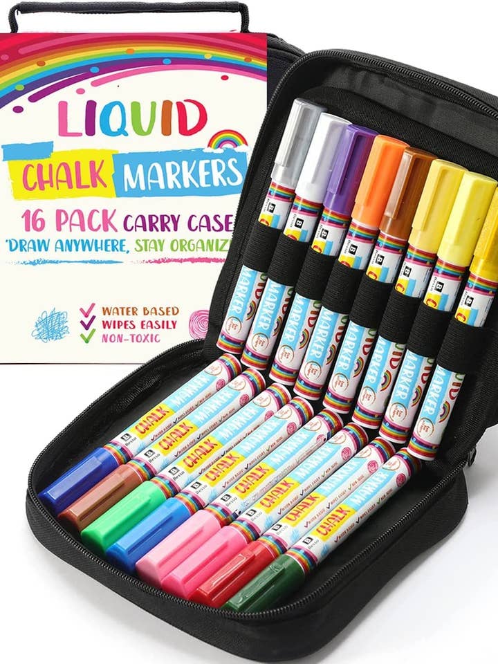 16 Liquid Chalk Marker Pen Set - Dual Tip & Washable Markers for wholesale by Homegrown Garden