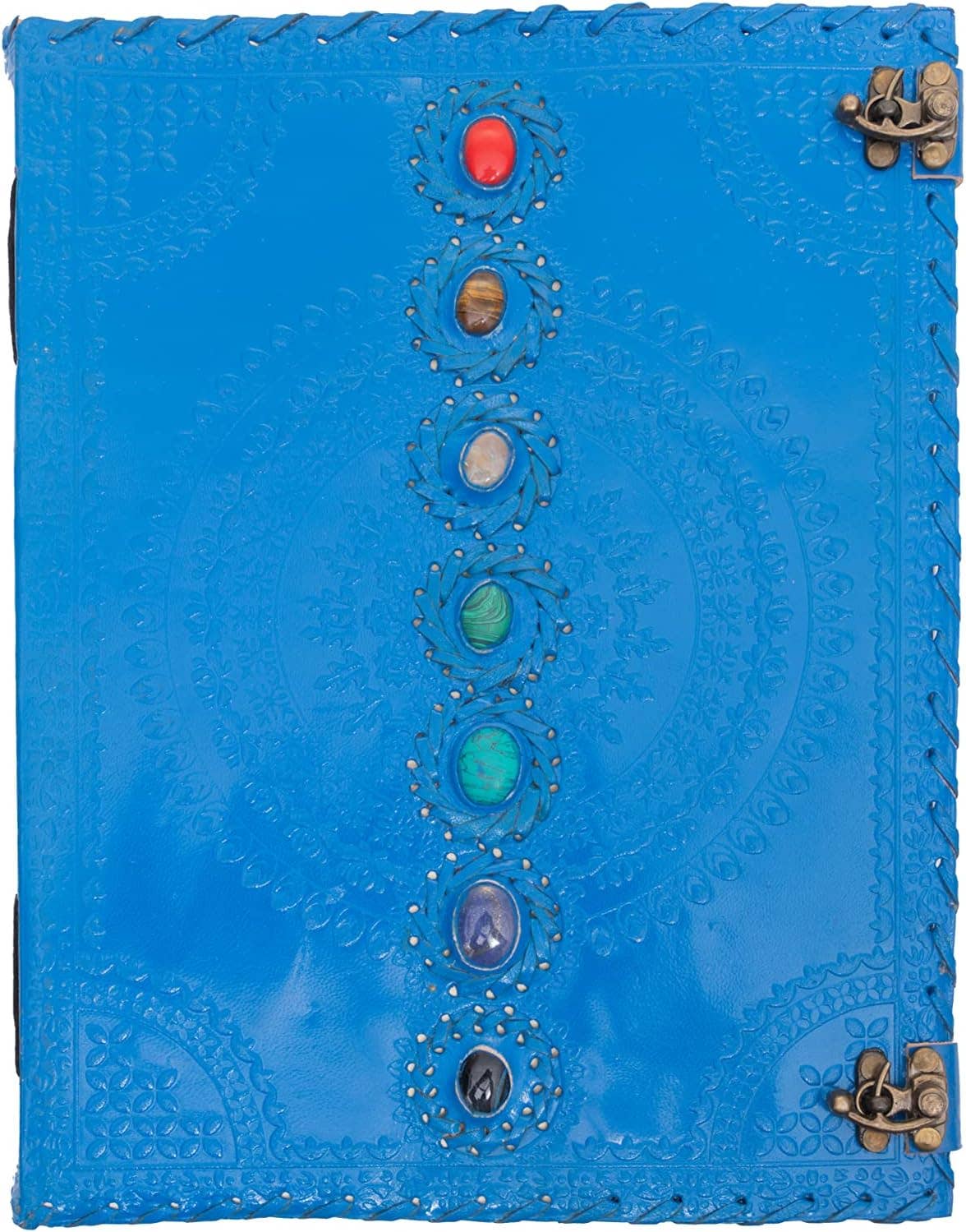 Tuzech Leather - Wholesale Journal/Diary - Seven Chakra Leather Journal – Handmade Embossed Diary 13"40
