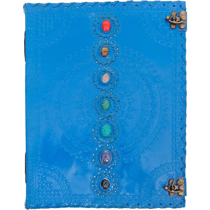 Tuzech Leather - Wholesale Journal/Diary - Seven Chakra Leather Journal – Handmade Embossed Diary 13"40