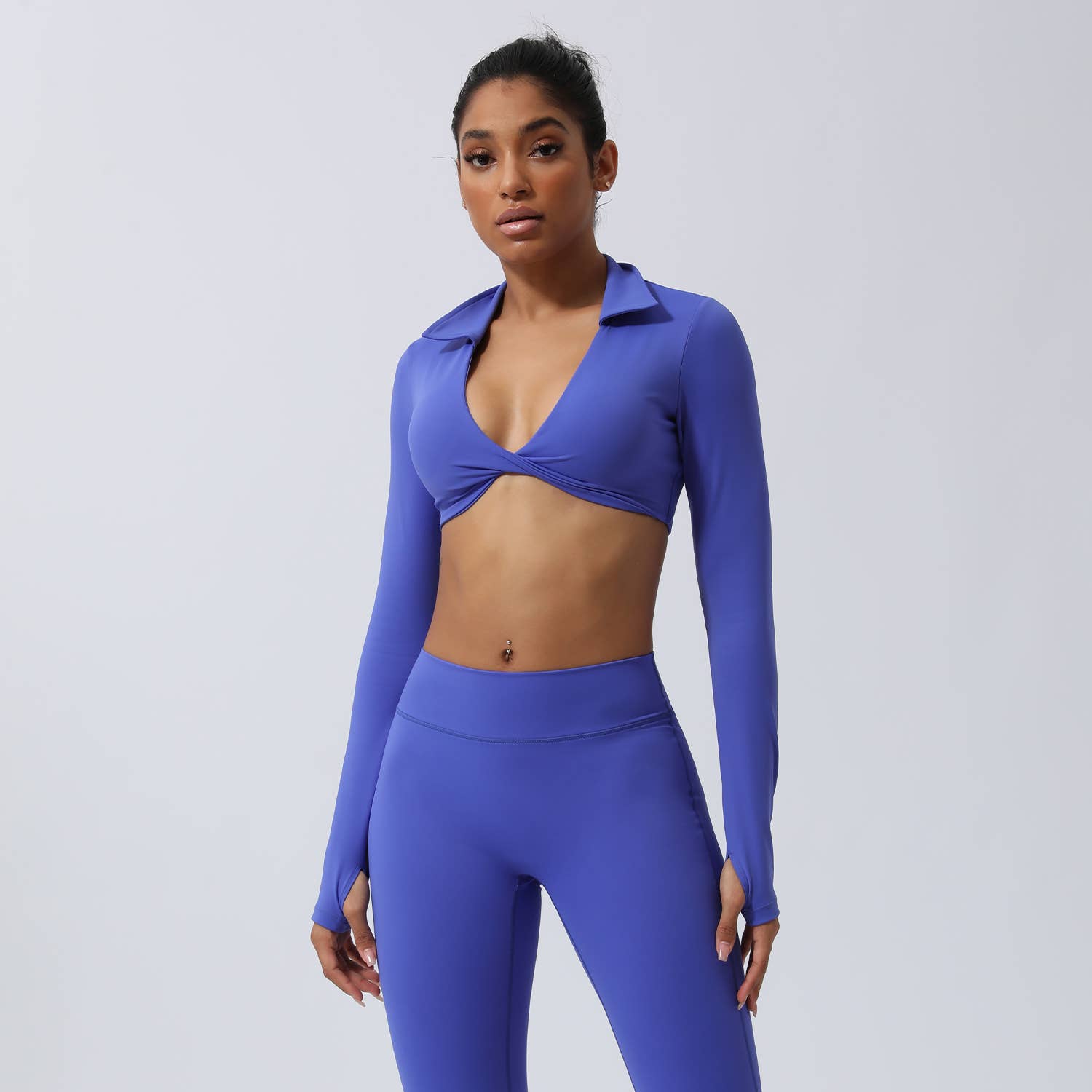 Sodalemon - Vendita all'ingrosso Maglia sportiva - Donna - Camicie corte a maniche lunghe con risvolto da yoga con risvolto, reggiseno sportivo16