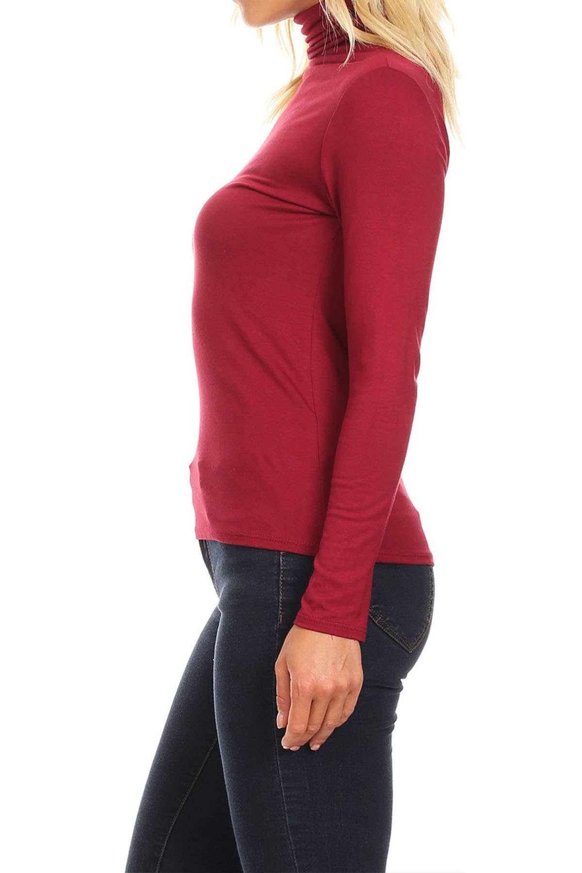 MOA COLLECTION - Wholesale Knit Top - Women's - Solid Color Lightweight Mock Neck Turtleneck Sweater Top2