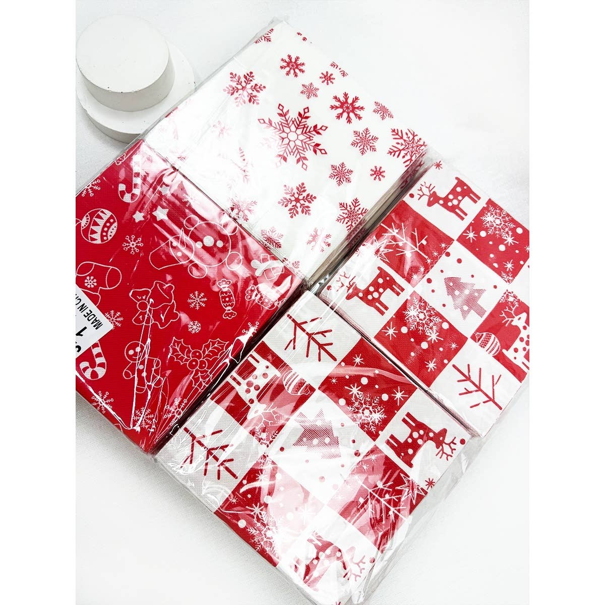 MÉLANGER LA COULEUR Serviettes thème flocon de neige de Noël et rouge blanc en vente sur Faire4