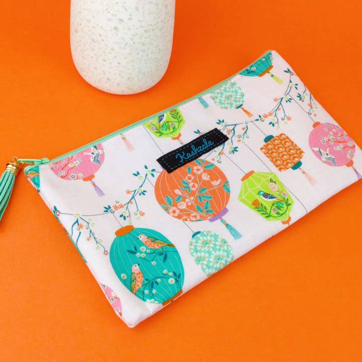 Kashzale Handmade Cosmetic Bags - Wholesale Pouch – Women’s - Lanterns Zipper Pouch, Travel Pouch. Pale Pink Travel Pouch1