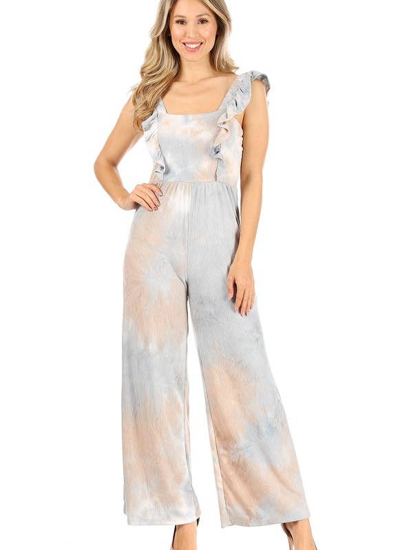 Sleeveless Ruffle Wide Leg Jumpsuit for wholesale by VIBE Apparel Co