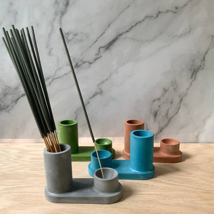 Stone Incense holder - gypsum cement for wholesale by Left Corner Goods
