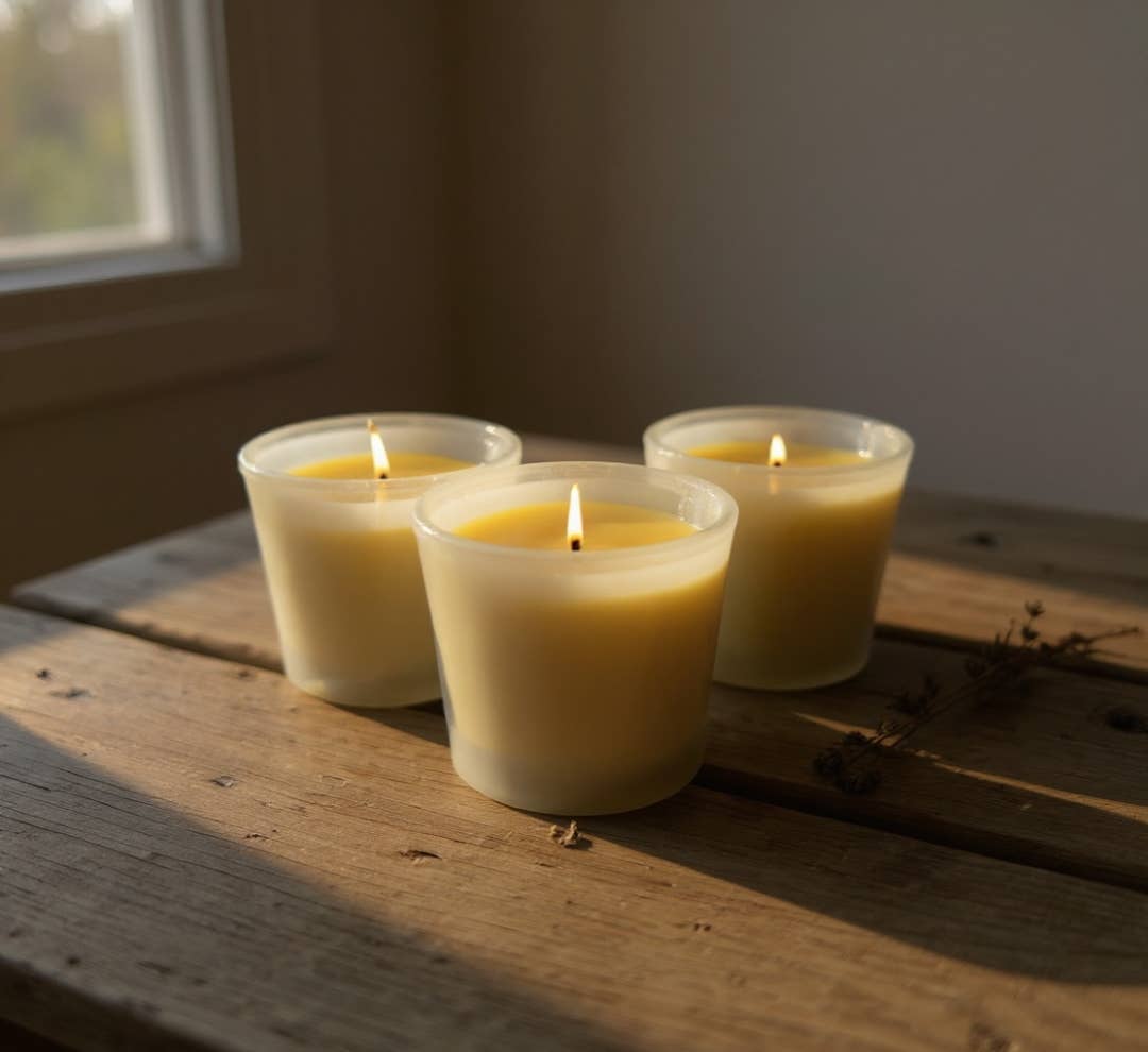 The Stuff I Love - Wholesale Votive Candle - Beeswax Votive Candles x 3 Made with Pure Beeswax from our Home Apiary in the Lincolnshire Wolds