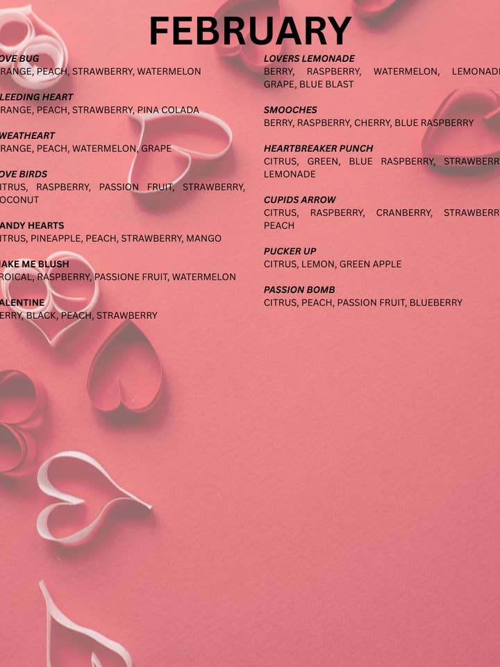 FEBRUARY TEA MENU for wholesale by The Savvy Cactus