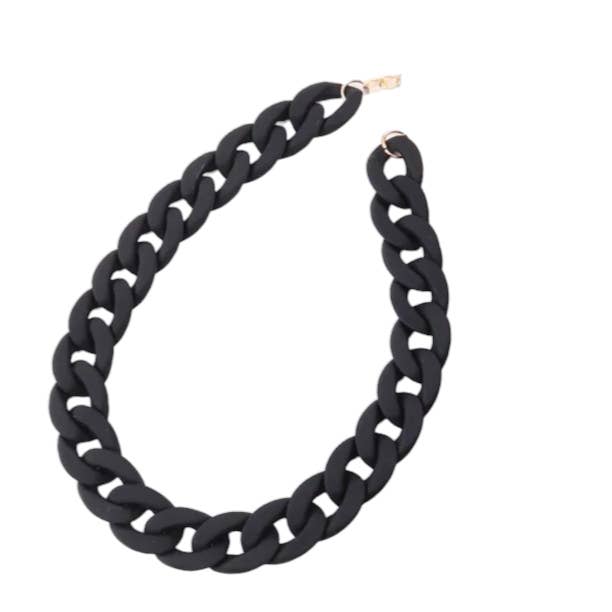 Plain black chunky chain necklace for wholesale by One of a Kind Club