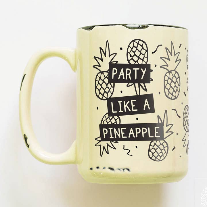 party like a pineapple | ceramic mug for wholesale by Prairie Chick Prints