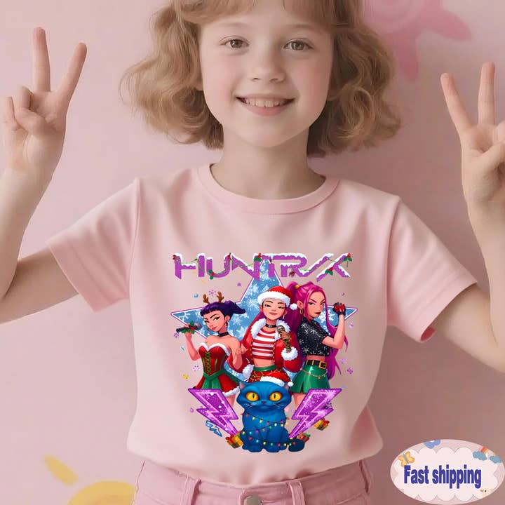 ClevorFit - Wholesale T-Shirt (Graphic) - Unisex - Huntrix Xmas Comfort Colors Youth Shirt, Demon Hunters Shirt3