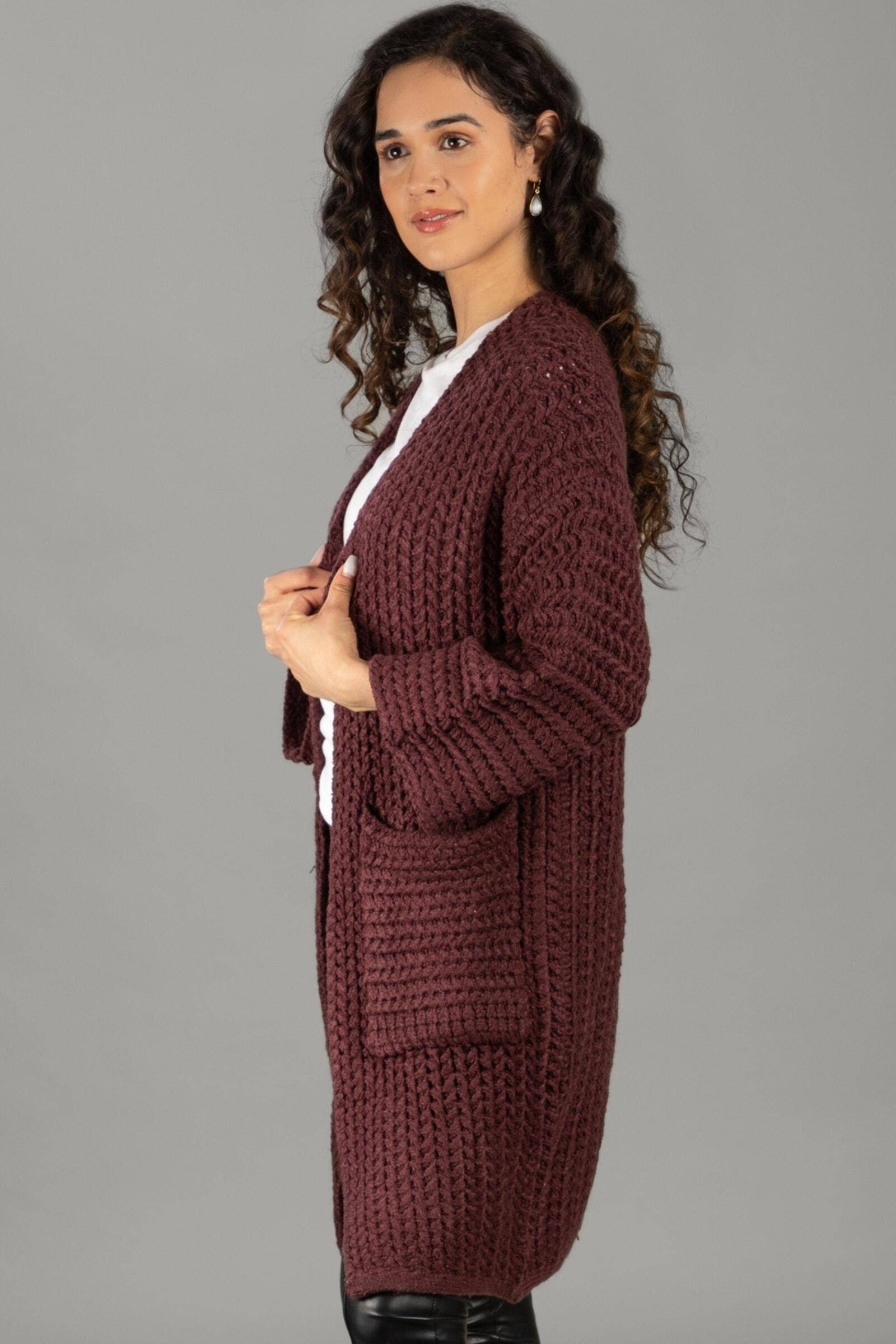 SAACHI - Vendita all'ingrosso Kimono - Donna - Cardigan Kimono a maniche lunghe in maglia a trecce9