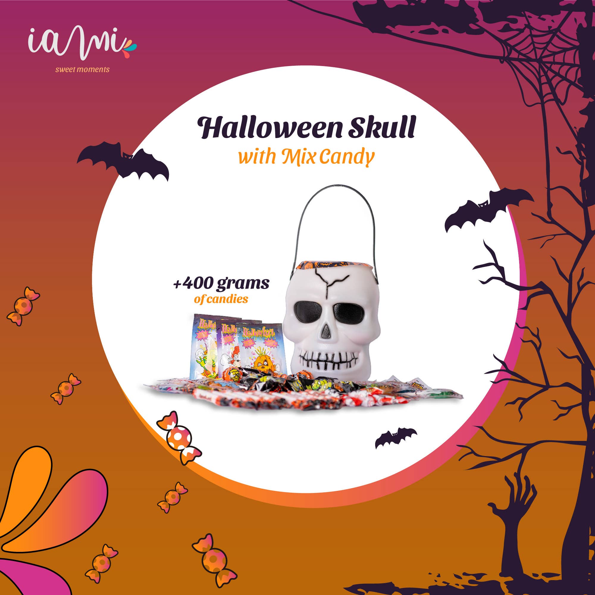 IAMI - Vendita all'ingrosso Caramello - Teschi di Halloween: ripieni di caramelle e dolci - 400 gr2