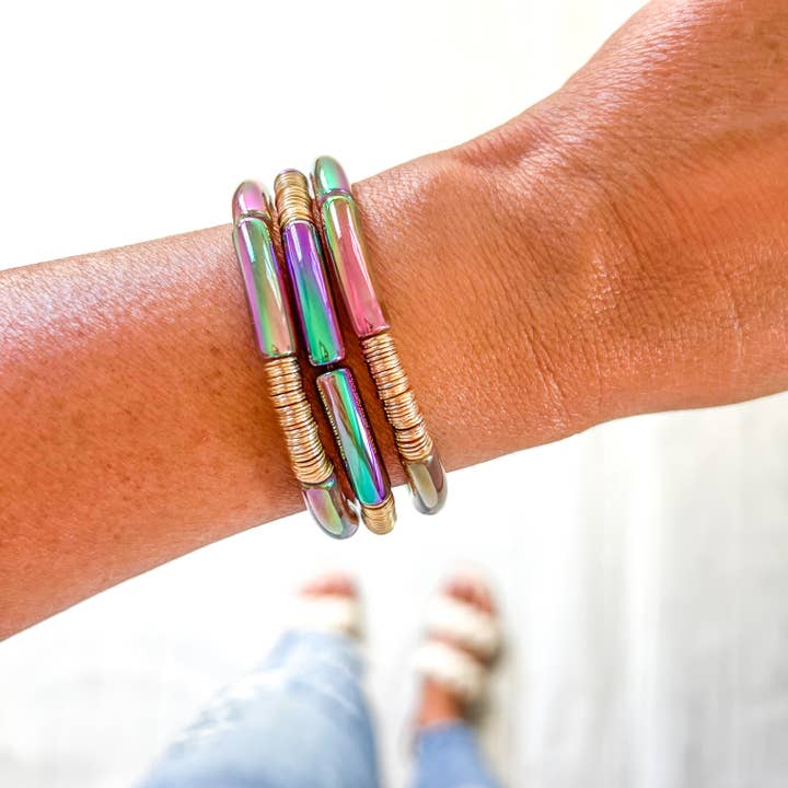 Savvy Bling - Wholesale Beaded Bracelet - Metallic Tube Bracelets77