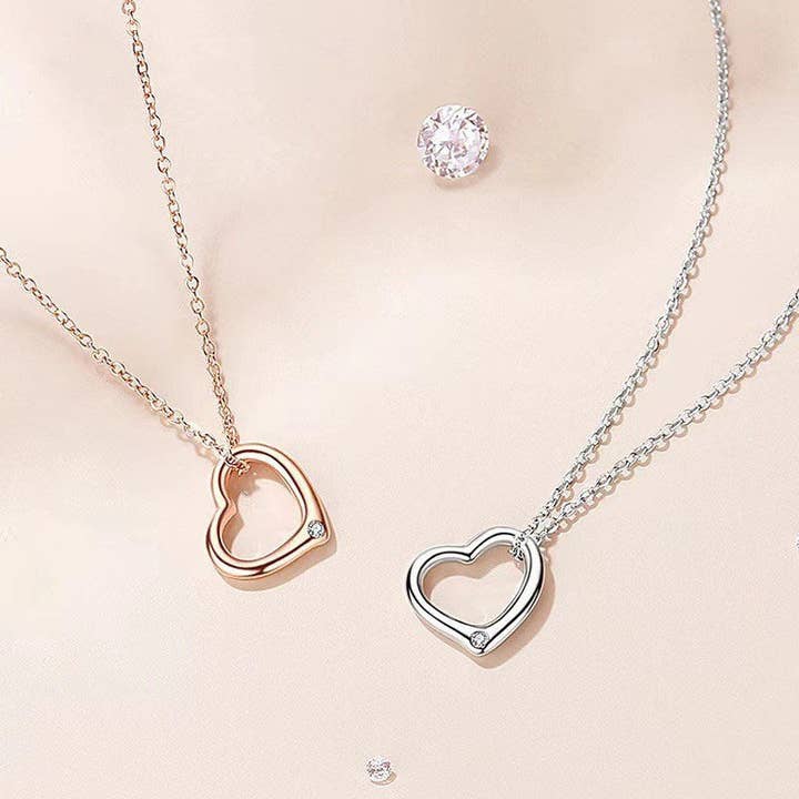 Dainty Heart Charm Pendant Necklace in 925 Sterling Silver for wholesale by Perimade & Co. LLC