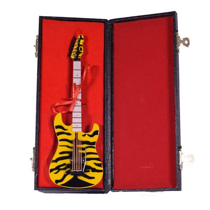 giftland - Wholesale Decorative Tabletop Object - Mini Electric Guitar Miniature with Stand 18cm - Yellow1