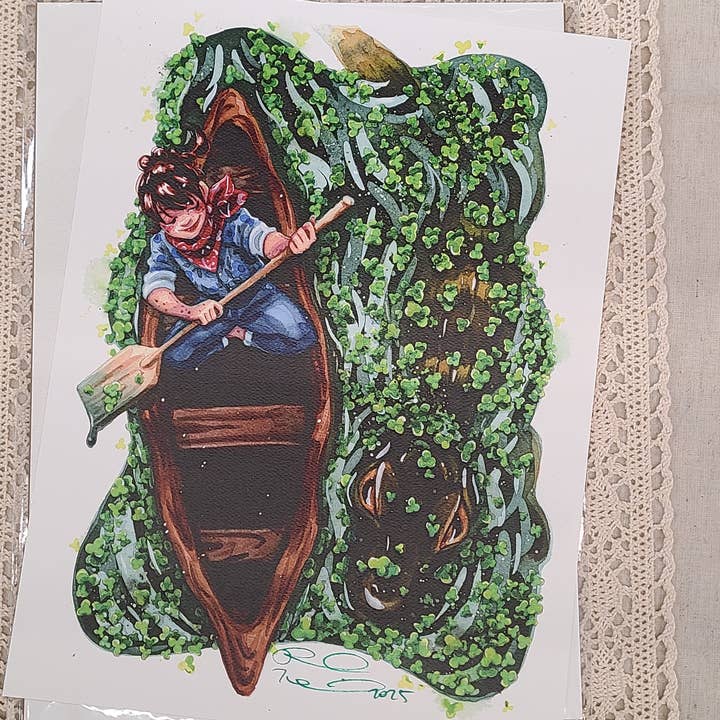 "Alligator" Signed Art Print 9" × 12" archival quality for wholesale by Nattosoup Studio