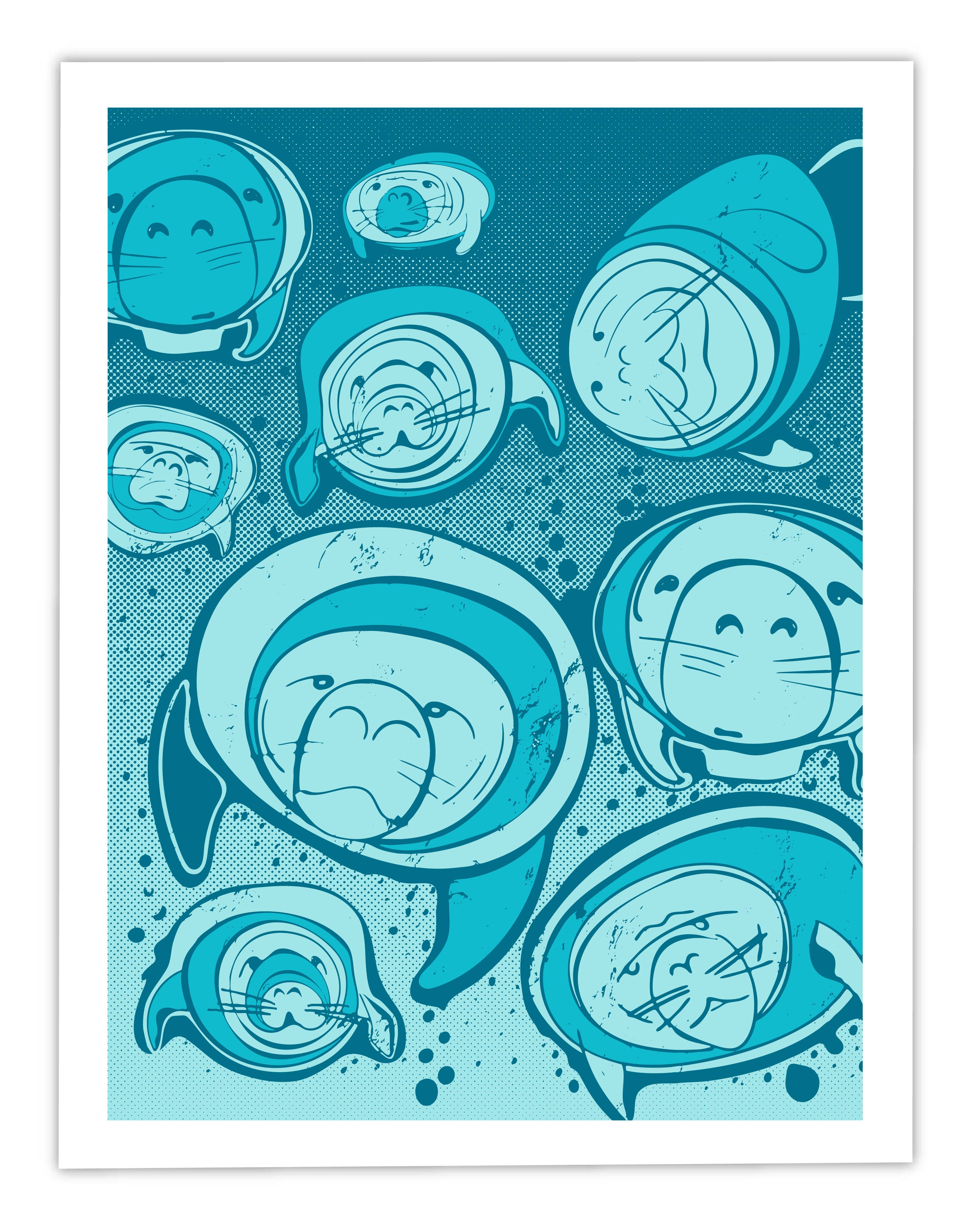 22nd of Never - Venta al por mayor Ilustración - ¿Qué estás mirando? - Manatíes de Florida - Arte de Pared - 11x14