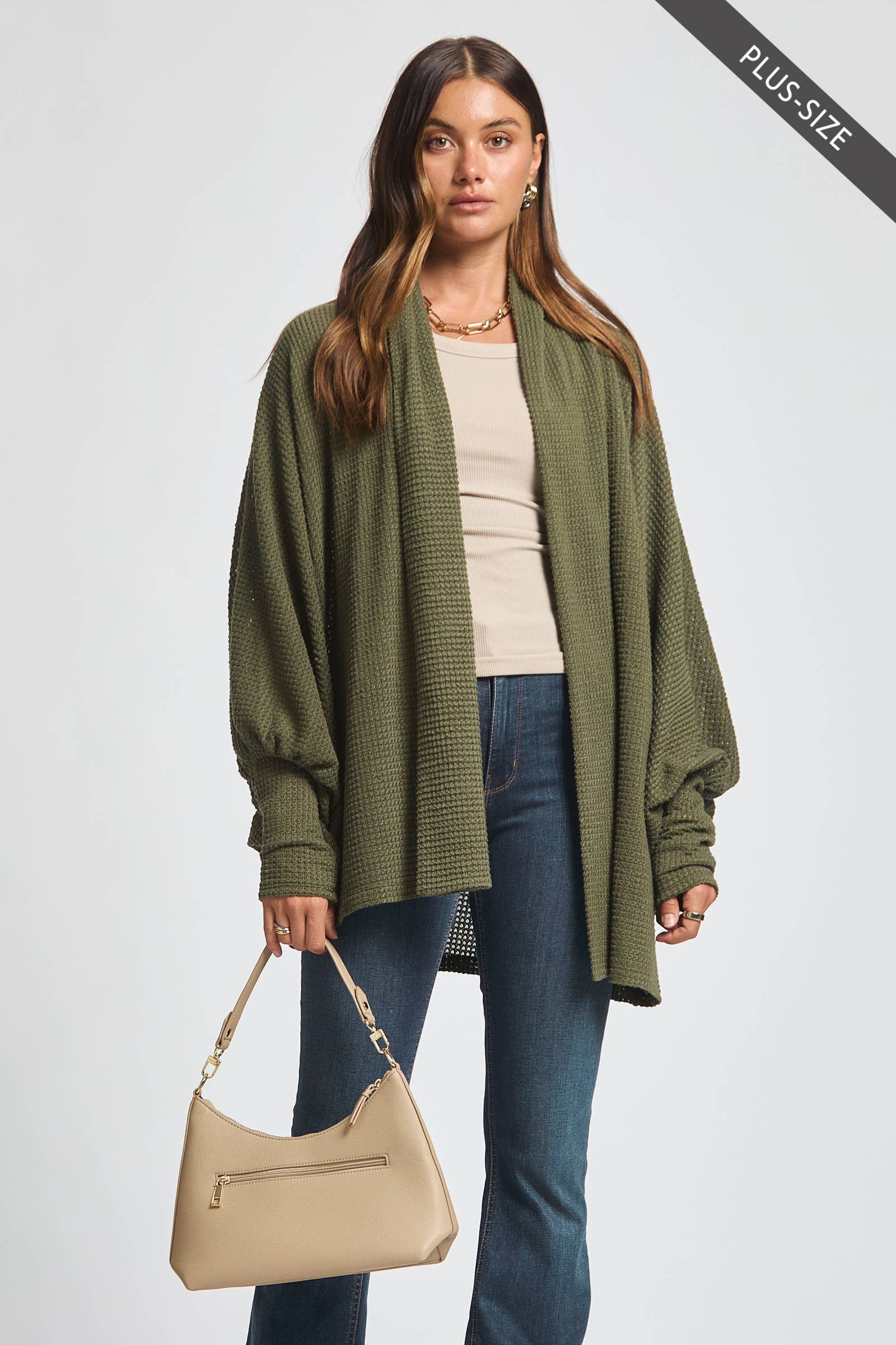 Dear Scarlett - Wholesale Cardigan - Women's - PLUS SIZE Crochet Knit Cardigan Batwing Sleeve19