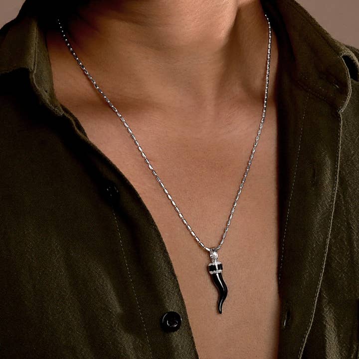 Fortified Spirit – Black Onyx Cornetto Necklace for wholesale by Karma And Luck