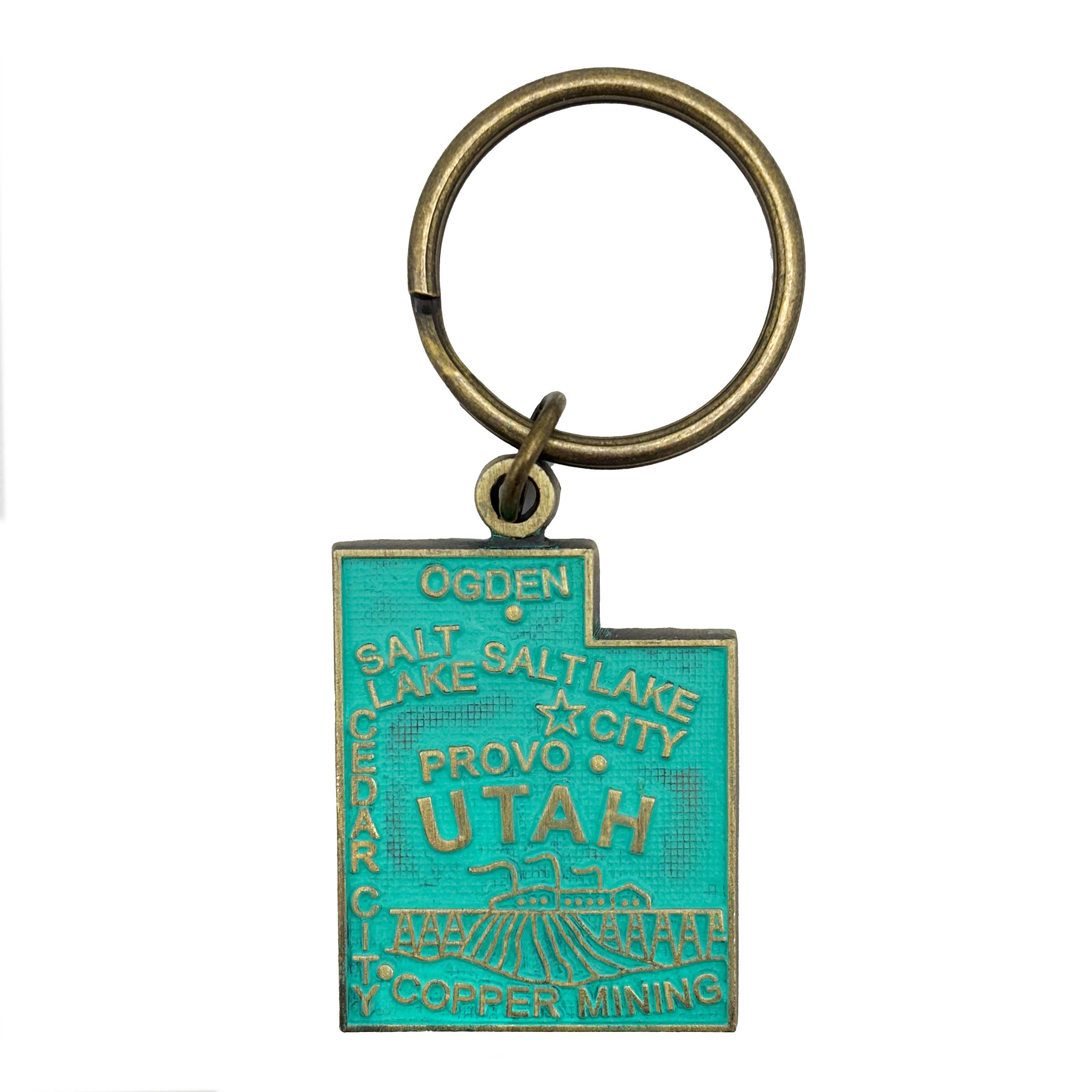 Gleeful Peacock - Wholesale Keychain - Unisex - Utah Vintage State Map Keychain2