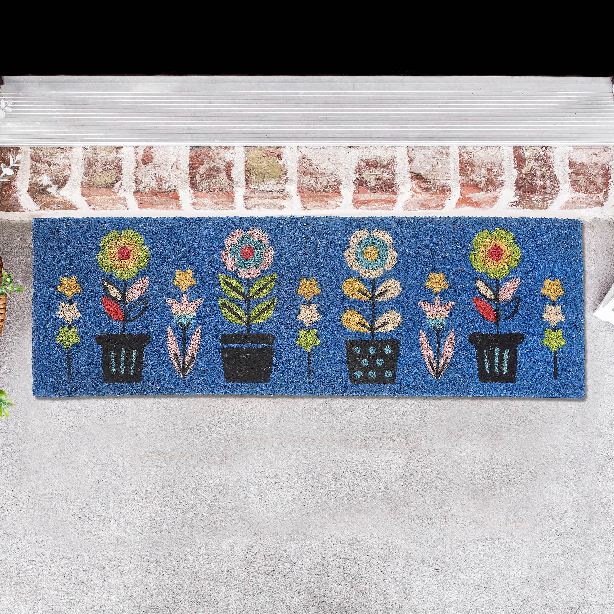 Multi Coir Door Mat Triple Florals 10"X30" for wholesale on Faire1