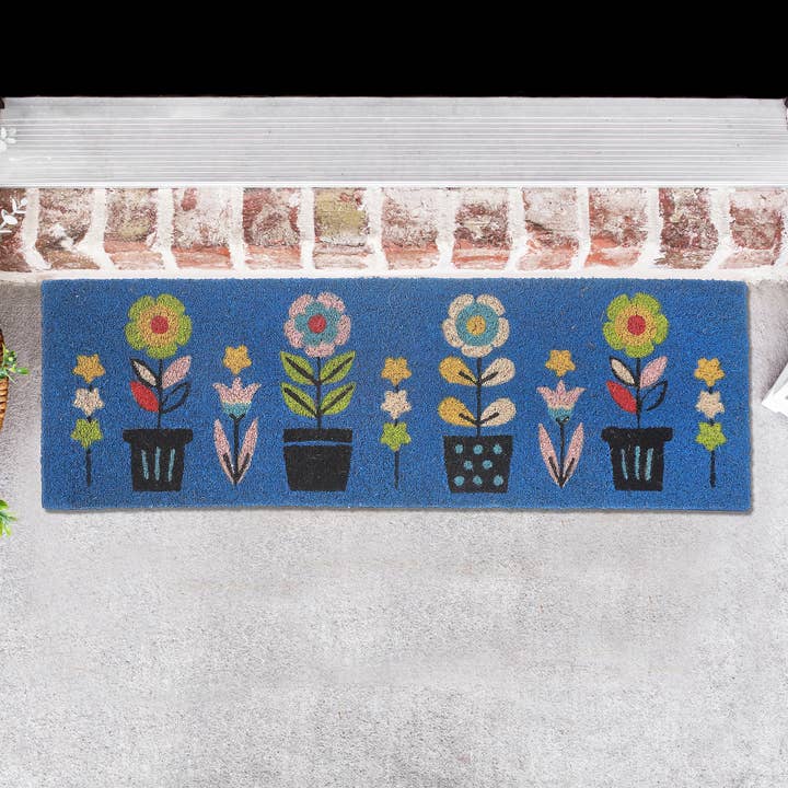 Multi Coir Door Mat Triple Florals 10"X30" for wholesale on Faire1