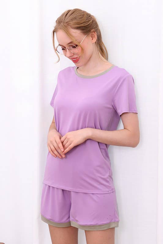 NINEXIS - Wholesale Sleepwear Set - Women's - CWSPJ031_SHORT SLEEVE TOP WITH SHORTS PAJAMA SET2