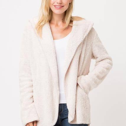 Oversized Loungewear Hoodie Comfy Supersoft Sherpa Fleece Jacket for wholesale by Cypress Linen / Bluff City Bedding