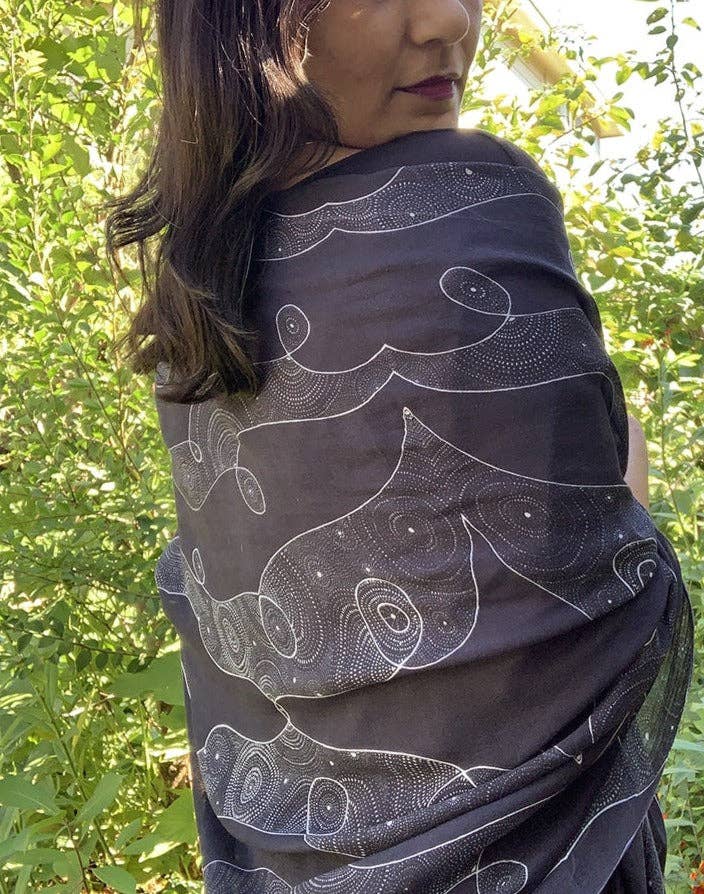 LOVELEEN®️ - Wholesale Scarf - Women's - 'Shining star of the Infinite galaxy' scarf (starry night)4