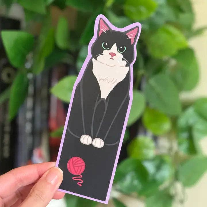 Black Cat Bookmark for Book Lovers, Single Sided Cute Cat Bookmark for Readers for wholesale by Art by Viva