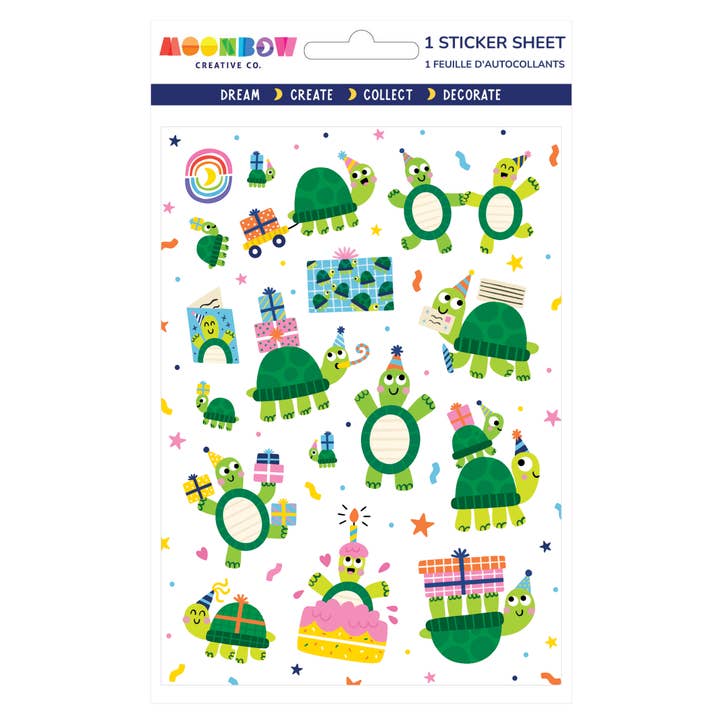 Turtley Fun Glossy Sticker Sheet for wholesale by Moonbow Creative Co.
