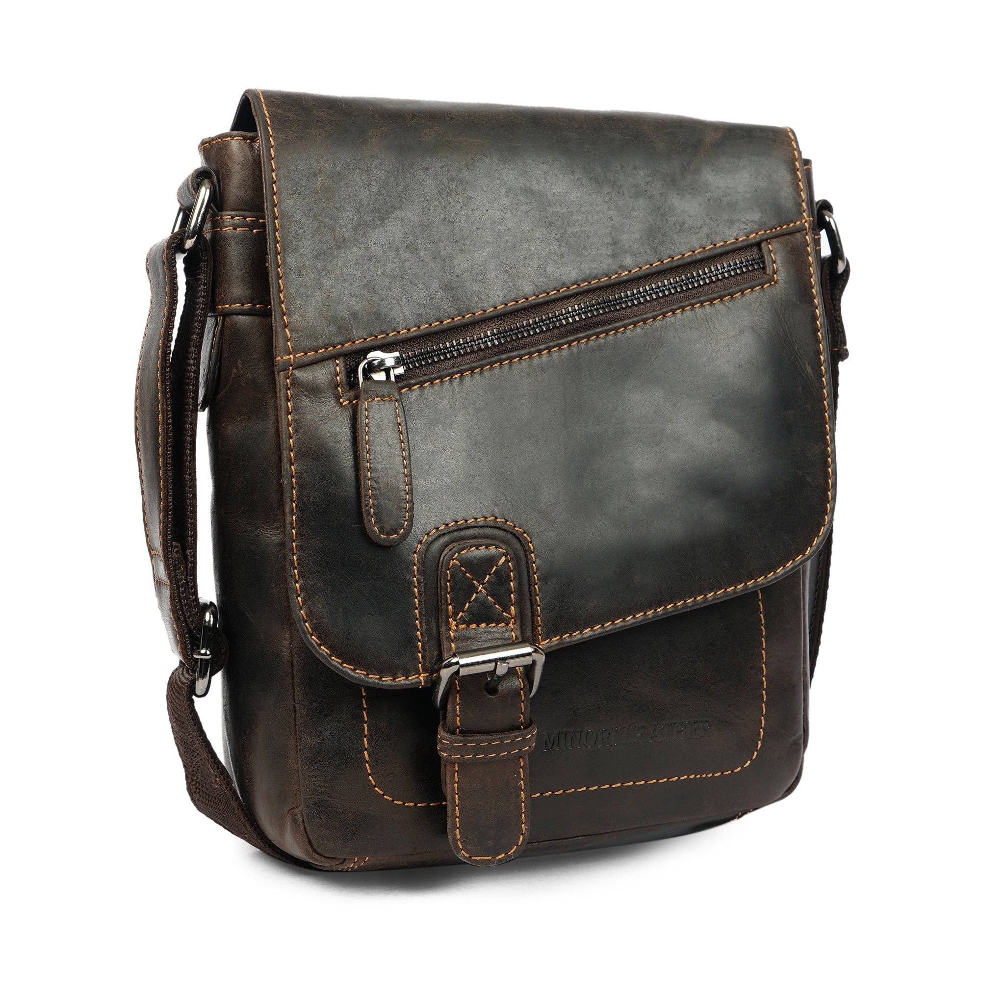 Minori Leather - Wholesale Messenger Bag - Unisex - Dallas Leather Crossbody Bag – Unisex – Brown4