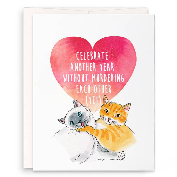 Liyana Studio - Vente Cartes d'anniversaire - Meurtre Cats Couple - Carte d'anniversaire drôle