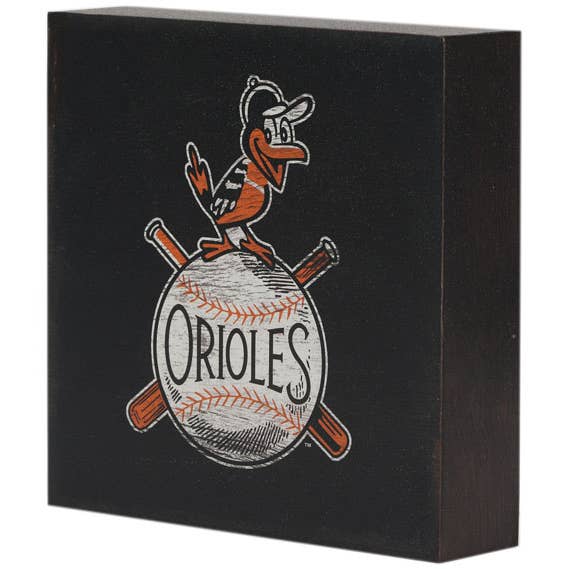 Open Road Brands, LLC - Wholesale Sign - Baltimore Orioles Logo On Wood Block Wall Decor