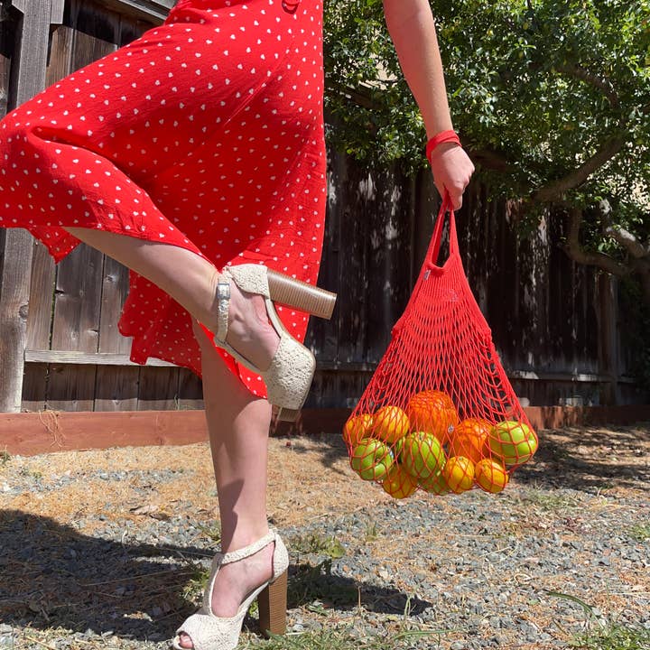 Filt1860 - Wholesale Grocery/Shopping Bag - Net shopping bag Rouge long handles1