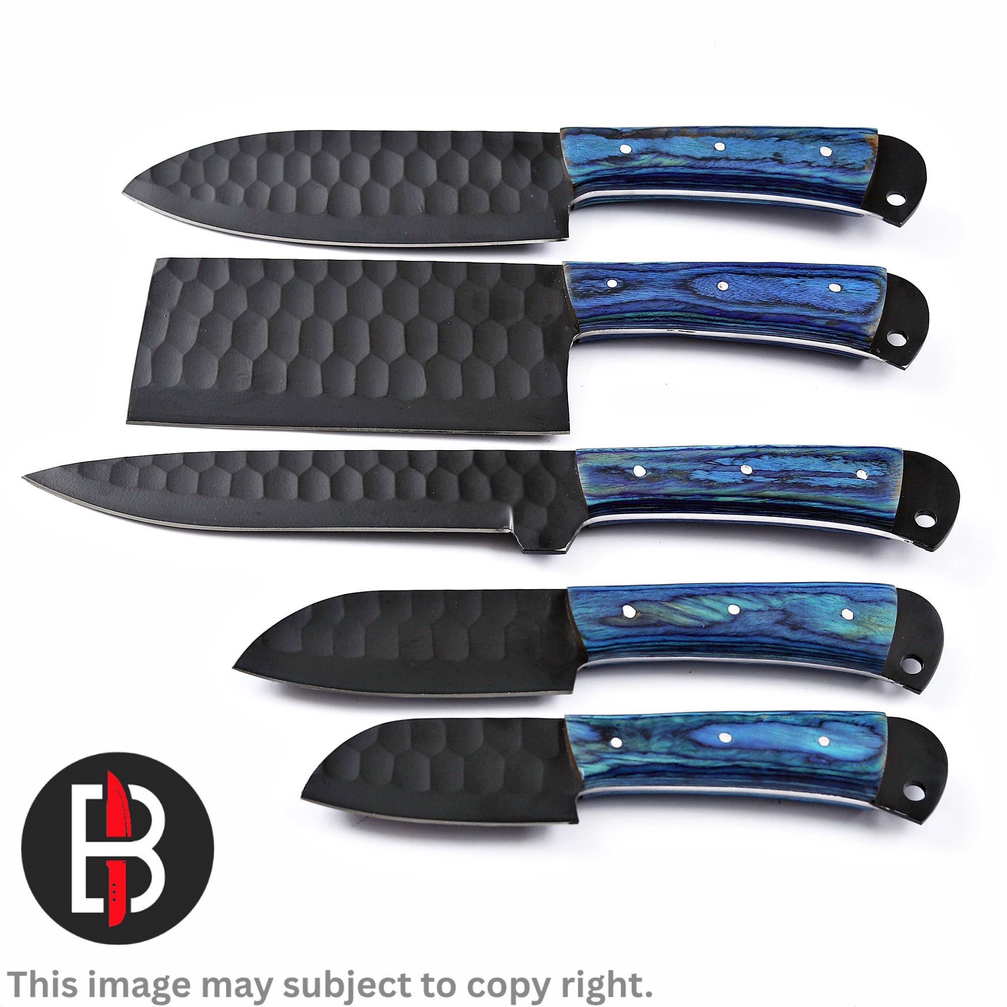 Bravohandicrafts - Vendita all'ingrosso Set di coltelli - SET DI COLTELLI DA CHEF 5 PEZZI IN ACCIAIO INOX FATTI A MANO.6