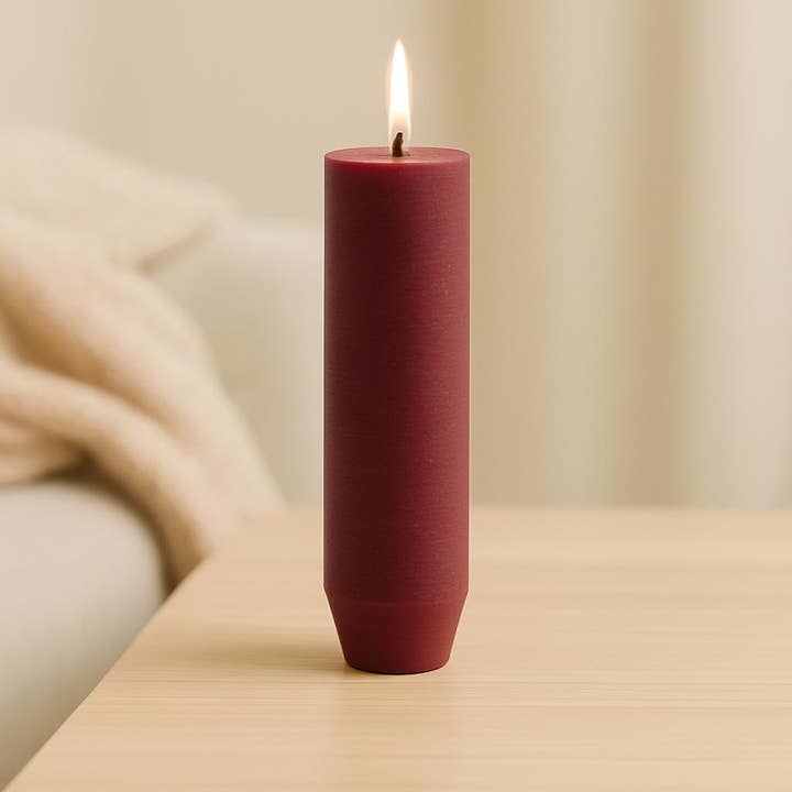 NHP International - Wholesale Pillar Candle - Burgundy Sempre rustic dinner candles 3,2x15cm