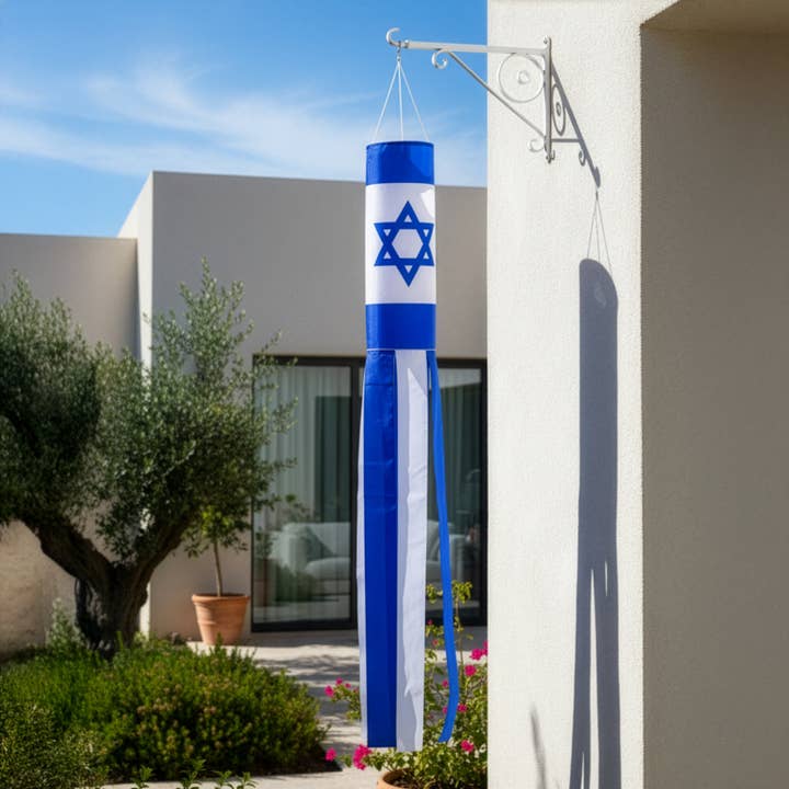 Flags Importer - Wholesale Wind Chime - Israel Super Shiny Poly 5ft Windsock3