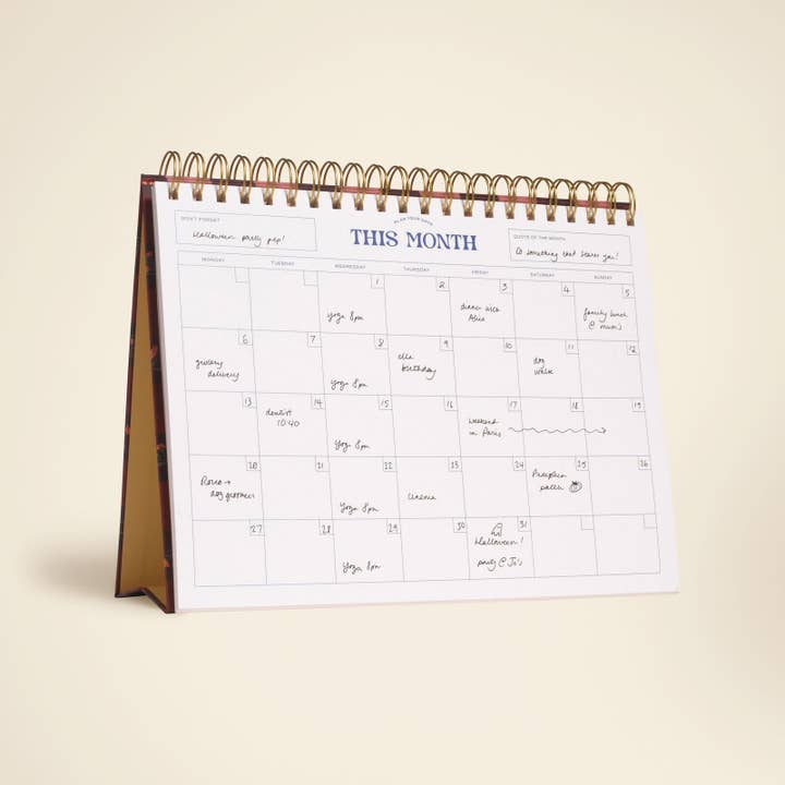 Papier UK – wholesale Planner – Floral Gingham Spiral Monthy Desk Pad2