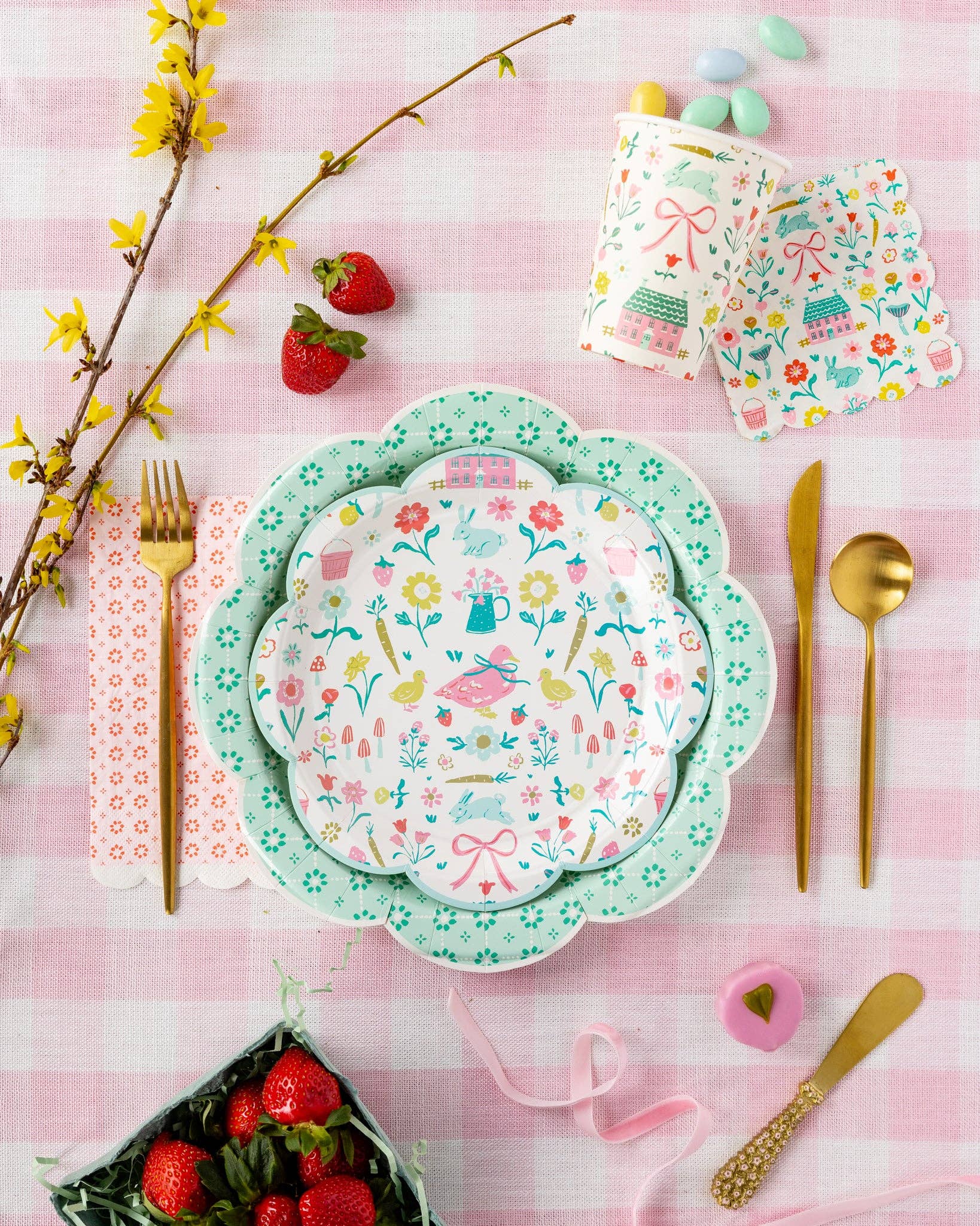 My Mind’s Eye – Engroshandel Engangstallerken – SCT1140 - 9" Forårshytte Mønster Tallerken5